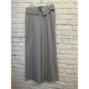 August 1 Eight Wide Leg Trouser Pants Women's Medium Foldover Waist Gray